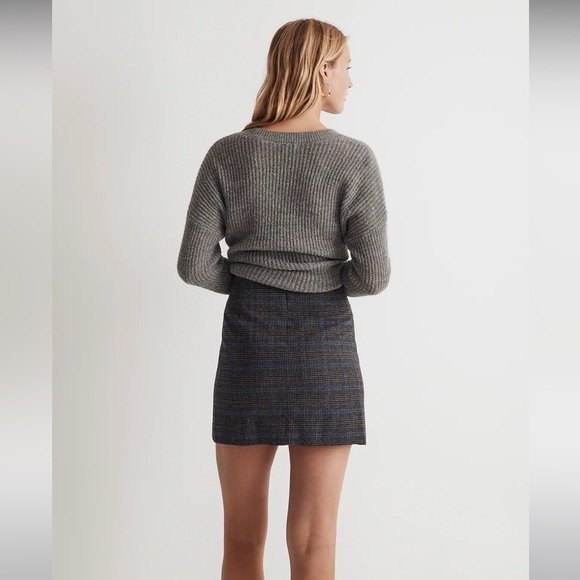 NWOT Madewell Plus Wool-Blend Mini Skirt - Gray and Blue - Size 2X - Picture 4 of 8